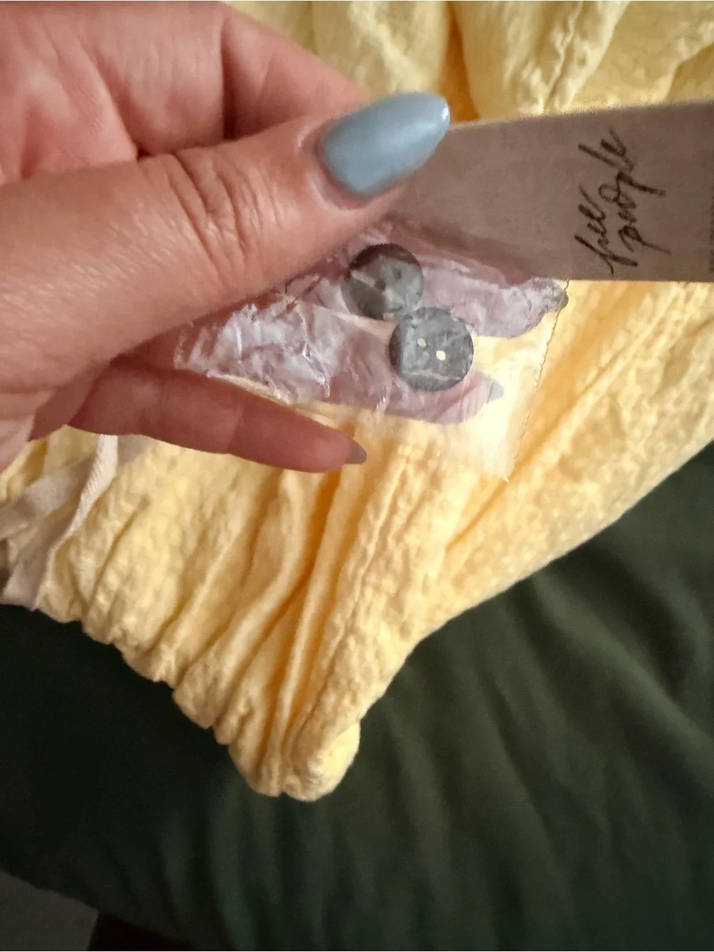 **Flawed** Free People Yellow Button-Front Textured Jumpsuit